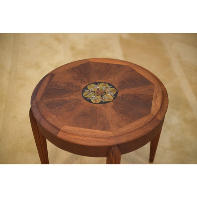 Wood Wooden and Marquetry Side Table attributed to Maurice Dufrêne, 1930s For Sale - Image 7 of 11