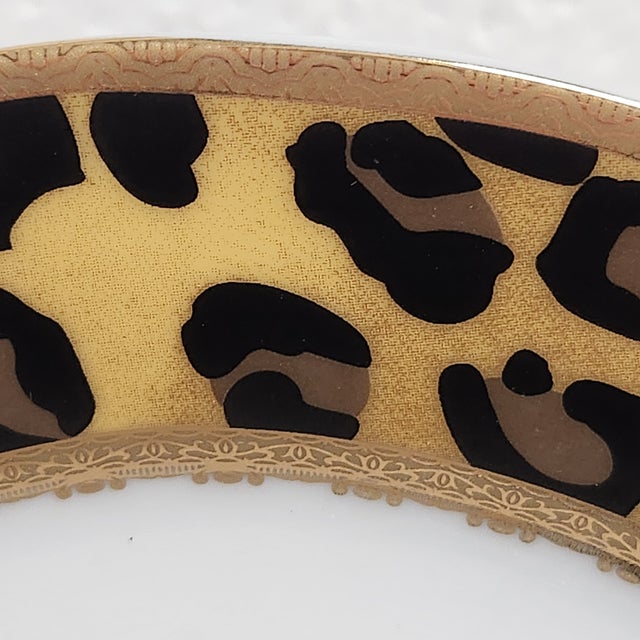 Highgate Manor “Leopard Chic” Salad Plates, Set of 6 – Crown Motif, Hollywood Regency Glam For Sale In Chicago - Image 6 of 7
