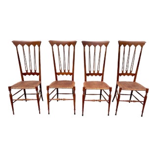 Mobili Sanguineti Chiavari Wood and Wicker Chairs - Set of 4 For Sale