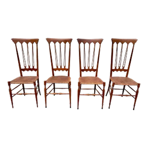 Mobili Sanguineti Chiavari Wood and Wicker Chairs - Set of 4