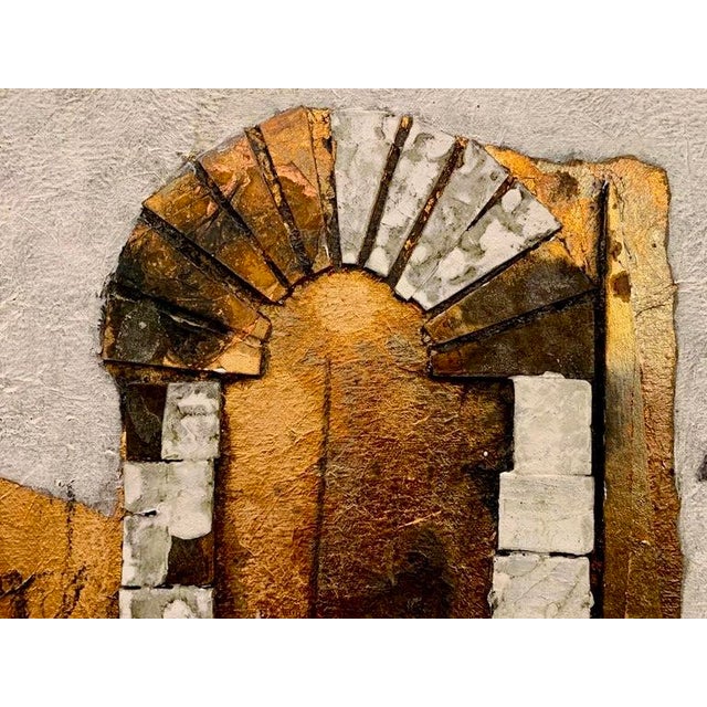 2010s Andrea Stella "Among the Etruscan Ruins" Large Gold Leaf Oil Mixed Media Painting, Figurative, Italian Contemporary Art, 2010 For Sale - Image 5 of 11
