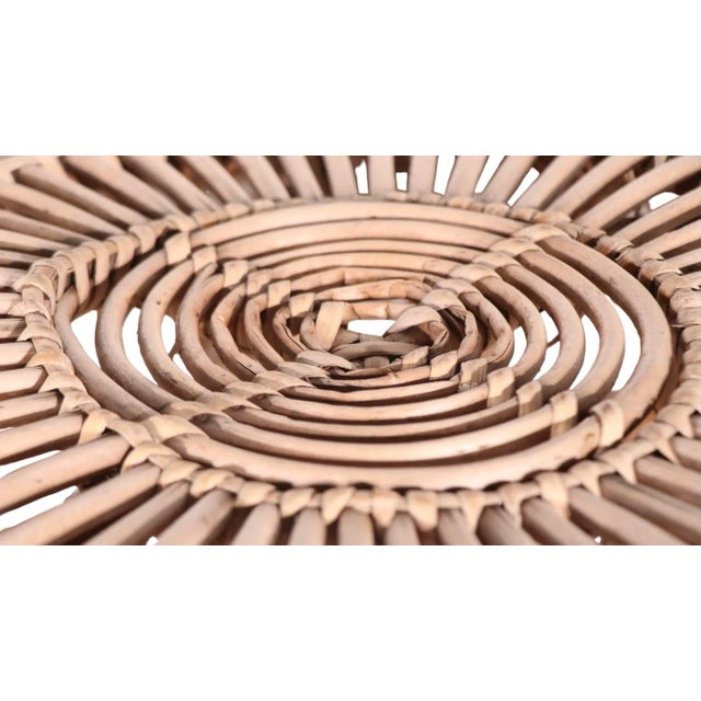 Wood Stick Wicker Reed Ottoman Stool Footrest Pouf by Franco Albini For Sale - Image 7 of 9