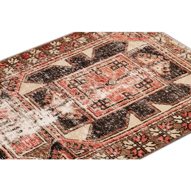 Brick Red Vintage Anatolian Handmade Brick Red Tribal Wool Runner For Sale - Image 8 of 10