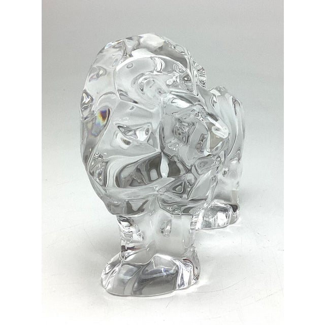 Val Saint Lambert Crystal Lion Figurine. He is marked on the back feet. He measures 6” x 3” x 5” tall. He is a wonderful...