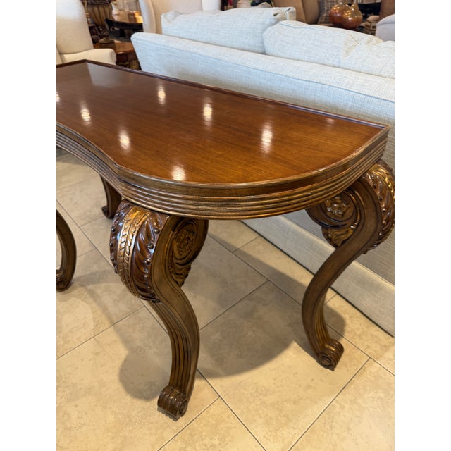 Dessin Fournir Mahogany and Gilt Chatsworth Console Table Attributed to Dessin Fournir For Sale - Image 4 of 16