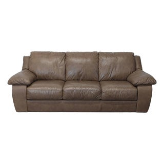 Italsofa 3-Seat Brown Leather Sofa – Comfortable and Stylish For Sale