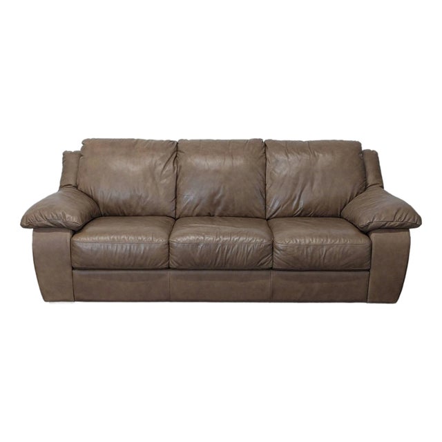 Italsofa 3-Seat Brown Leather Sofa – Comfortable and Stylish For Sale