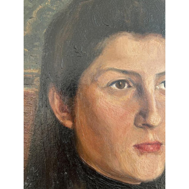 Charles Alexandre Mairet, Portrait de jeune femme, Oil on Cardboard, Framed For Sale - Image 4 of 12