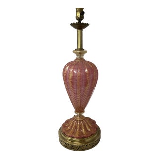 1950s Italian Murano "Oro Rosa" Gold Leaf Table Lamp For Sale