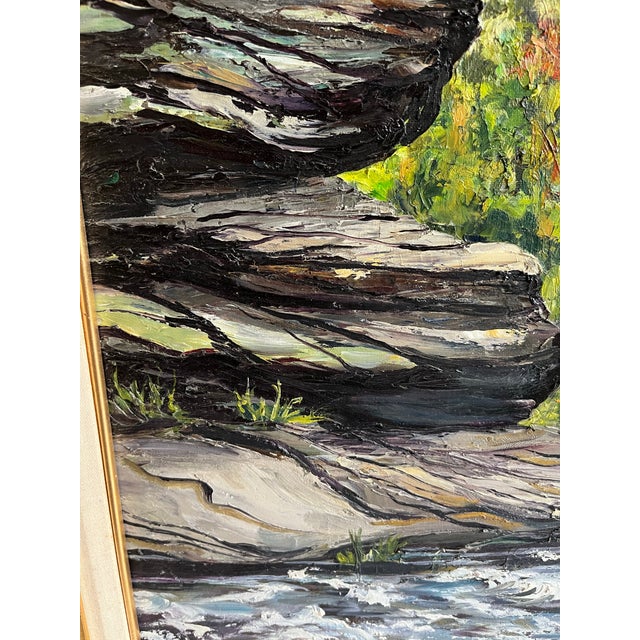1992 Acrylic on Canvas Colorful Landscape in Autumn in the Hudson Valley Painting Signed at Lower Right Corner. For Sale In Philadelphia - Image 6 of 8