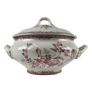 Soup Tureen Fontange Model in Red from Sarreguemines, 1918 For Sale