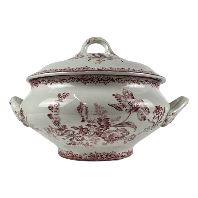 Soup Tureen Fontange Model in Red from Sarreguemines, 1918 For Sale