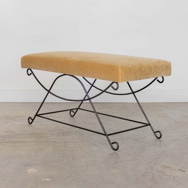 Panoplie Iron Loop Bench, Camel Mohair For Sale In Los Angeles - Image 6 of 12