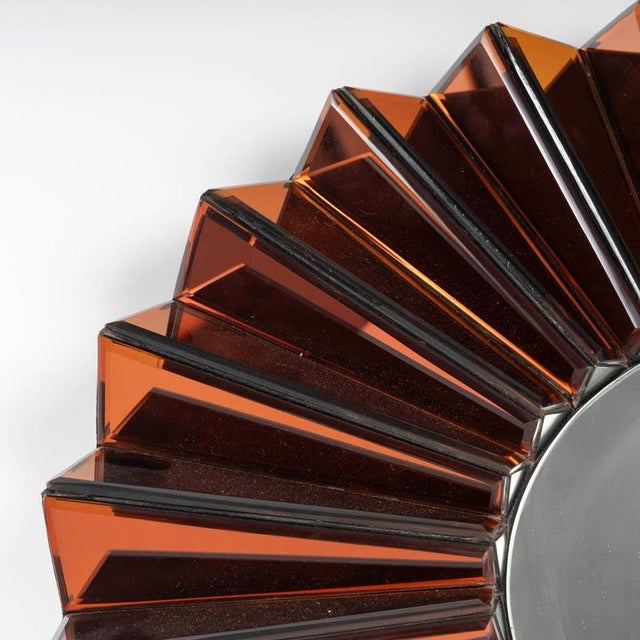 20th Century Wall Mirror Red Glass Plate Simba Model attributed to Olivier De Schrijver For Sale - Image 3 of 5