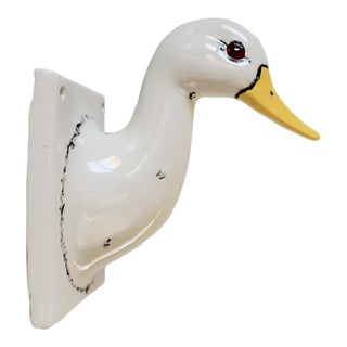 Vintage Wall Mounted Ceramic Duck Towel or Apron Holder For Sale