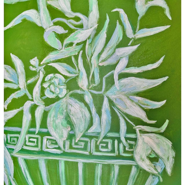 Original Chinoiserie Floral Urn Painting, Oil on Canvas, 24" X 30" by Tatiana Duperault For Sale In West Palm - Image 6 of 6