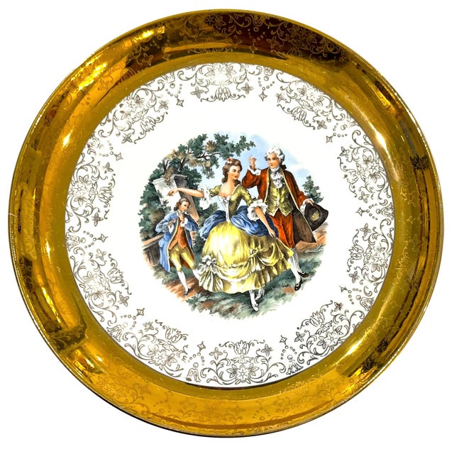 Metal Mid 20th Century 22 Carat Crest-O-Gold Dinner Plates by Sabin - Set of 8 For Sale - Image 7 of 13