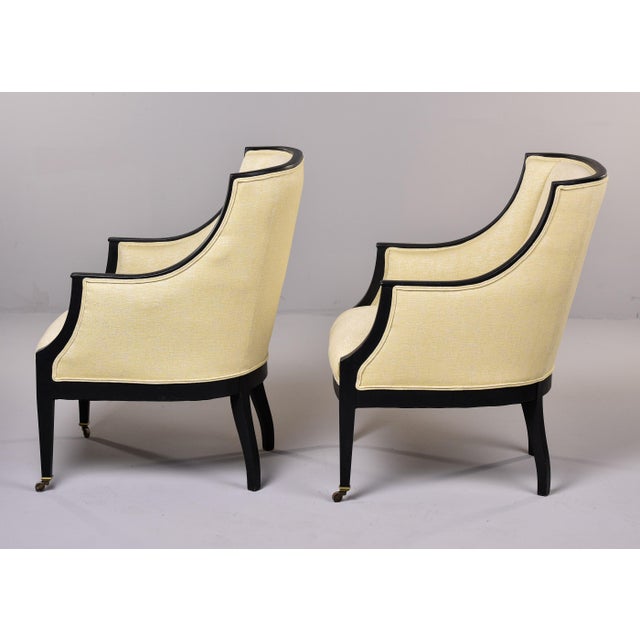 Pair 1930s Swedish Chairs With Black Frames and New Upholstery For Sale - Image 4 of 11