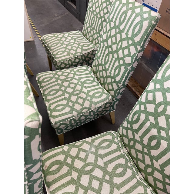 Vintage Schumacher Imperial Trellis Green/Antique White Dining Chairs