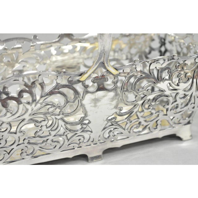 Antique Victorian Silver Plated Reticulated Scrollwork Bread Basket by Forbes For Sale - Image 13 of 15