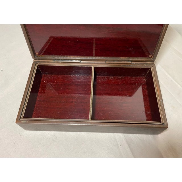 Antique 4 LBS Heavy Solid Bronze Jb Golf Cherry Wooden Lined Jewelry Trinket Box For Sale - Image 13 of 14