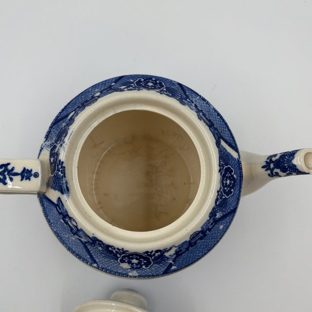 Early 20th Century Vintage Japanese Blue & White Willow Transferware Teapot For Sale - Image 5 of 12
