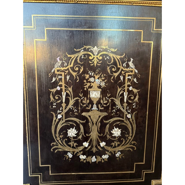 Wood French 19th Century Napoleon III Period Cabinet With Metal Inlays For Sale - Image 7 of 13