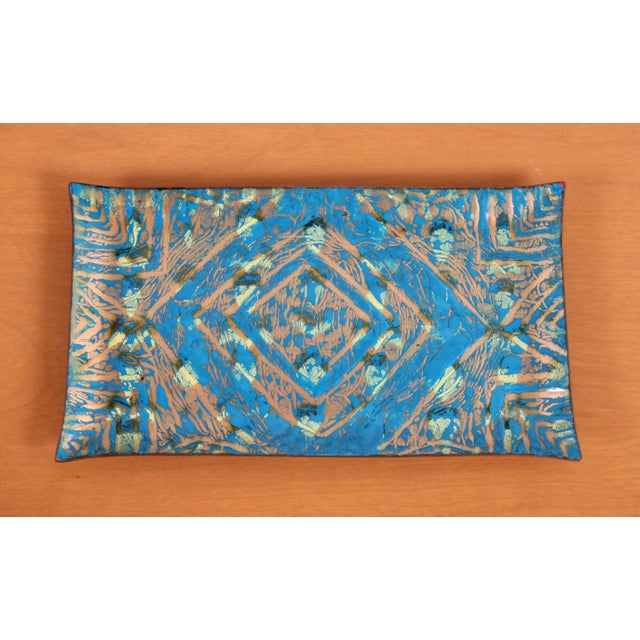 Metal Vintage Mid Century Modern Enamel on Copper Dish For Sale - Image 7 of 7