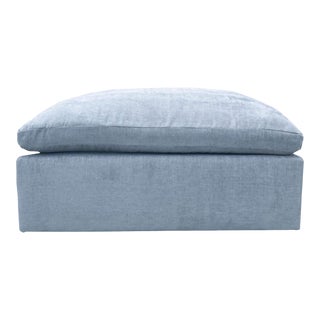 West Elm Grey Harmony Velvet Ottoman For Sale
