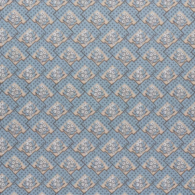 Schumacher Blair Silk Epingle Fabric in Worcester Blue For Sale