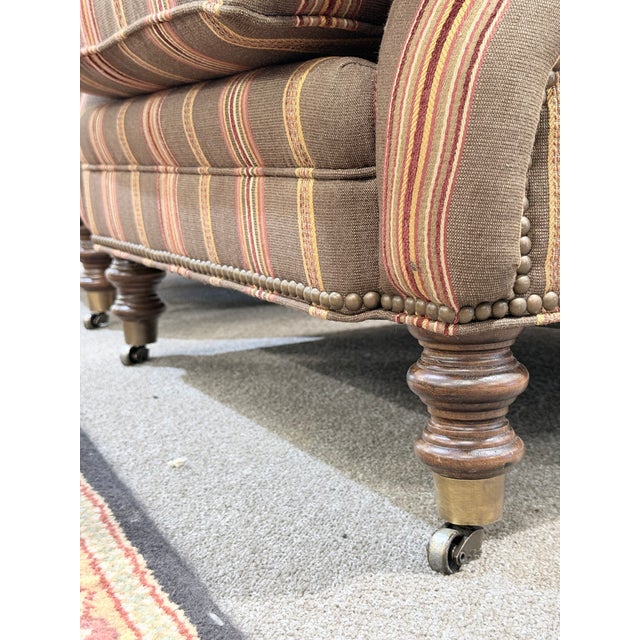 Taupe Pair of Late 20th Century Wesley Hall Hartwell Striped Lounge Chairs For Sale - Image 8 of 10