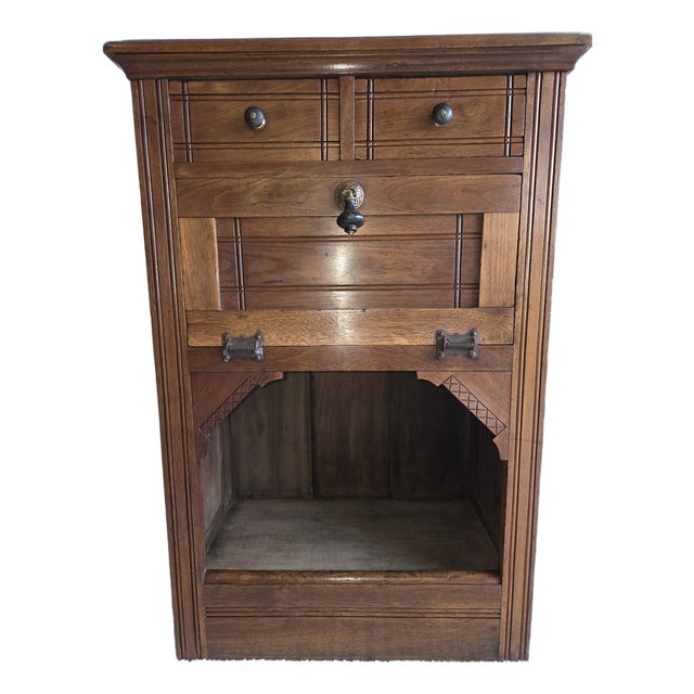 Aesthetic Movement Walnut Desk Cabinet, Late 19th Century For Sale