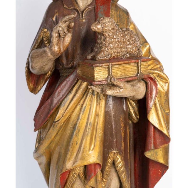 Late 16th Century Polychrome Carved Wooden Sculpture, Germany For Sale - Image 3 of 12