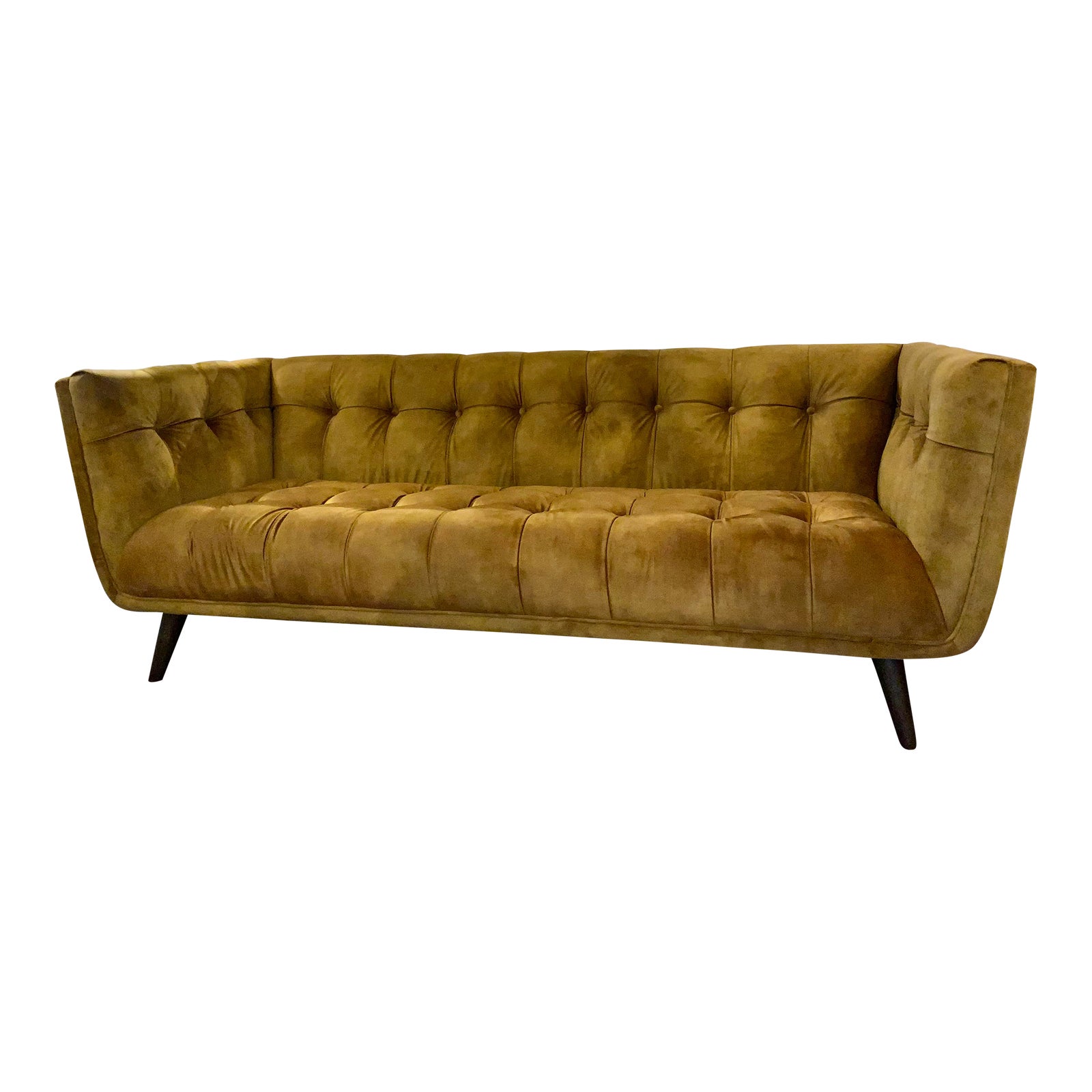 Modern Gold Velvet Tufted Sofa Chairish