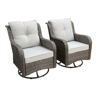 Outdoor Porch Glider Swivel Chairs, Pair For Sale