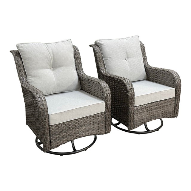 Outdoor Porch Glider Swivel Chairs, Pair For Sale