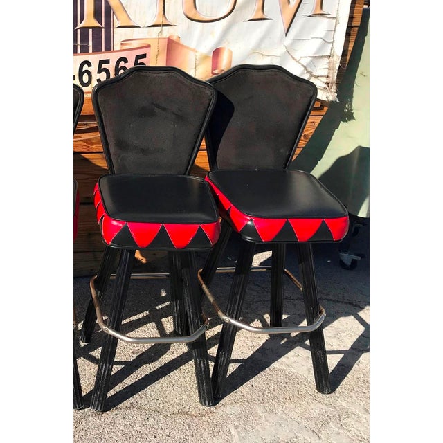 1990s Vintage Gasser Chairs Tuxedo Theme Casino Gaming Stools Set of