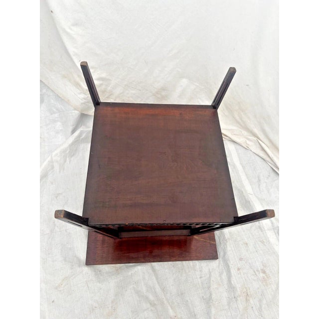 Antique Victorian Square Table Bottom Shelf Two Tier Solid Mahogany Lace Carving For Sale - Image 11 of 11