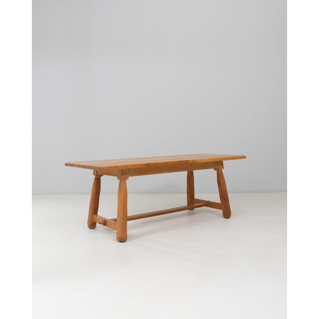 Mid 20th Century 20th Century Belgian Oak Trestle Dining Table For Sale - Image 5 of 18