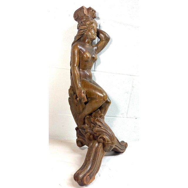 Antique 19th Century Hand Carved Lady Nude Lady Architectural Salvage Sculpture For Sale In New York - Image 6 of 14