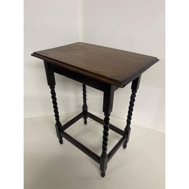 Late 19th Century 19th Century English Oak Barley Twist Rectangular Side Table For Sale - Image 5 of 12