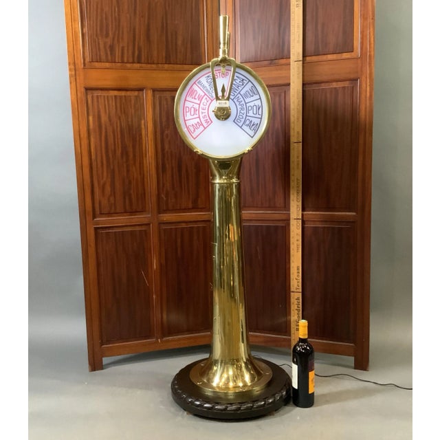 Solid brass ships engine order bridge telegraph. This is an American ships telegraph that has been fitted with faceplates...