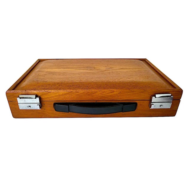 Mid-Century Modern Mid 20th Century Teak Wood Briefcase For Sale - Image 3 of 11