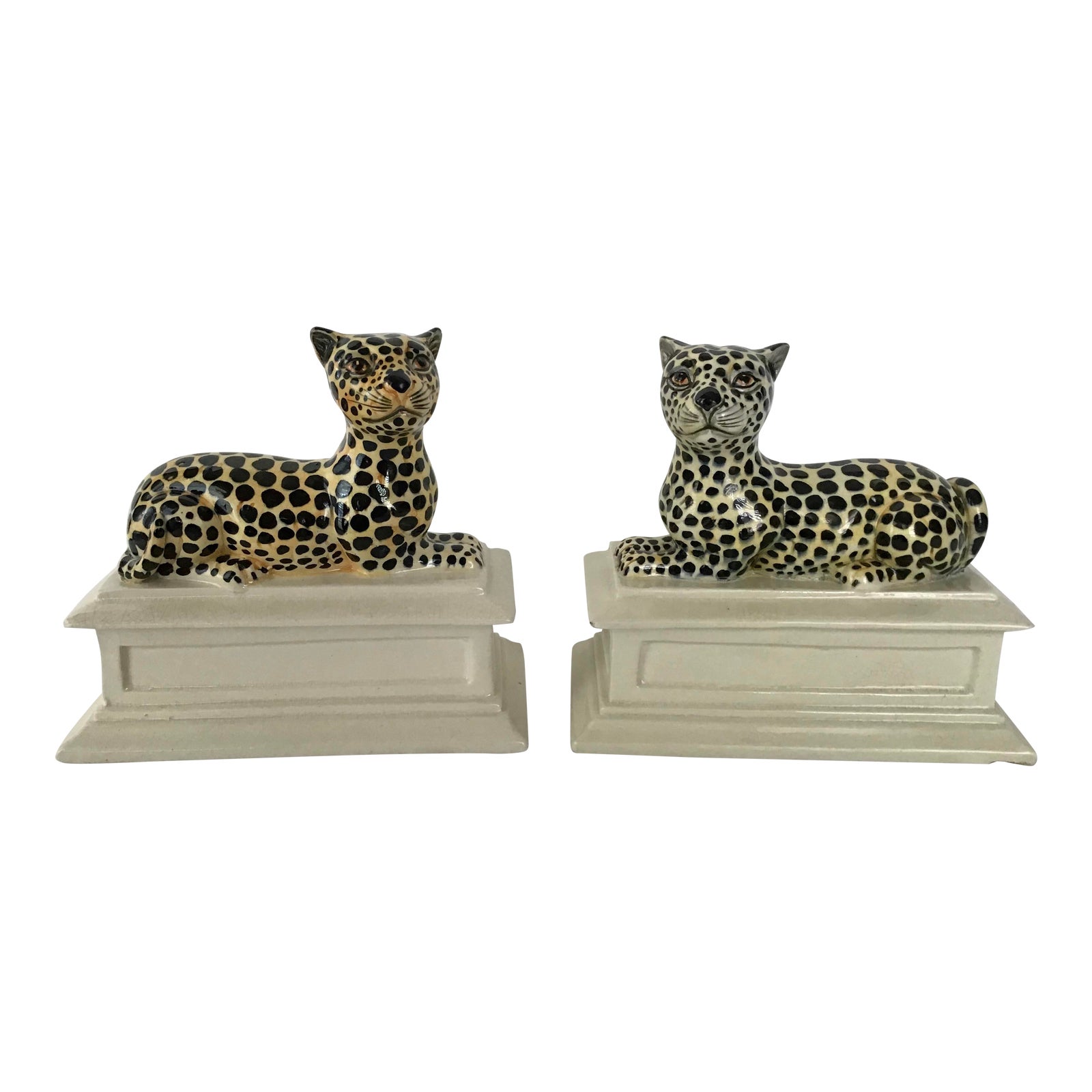 Mid 20th Century Italian Cheetah Leopard Bookends a Pair Chairish