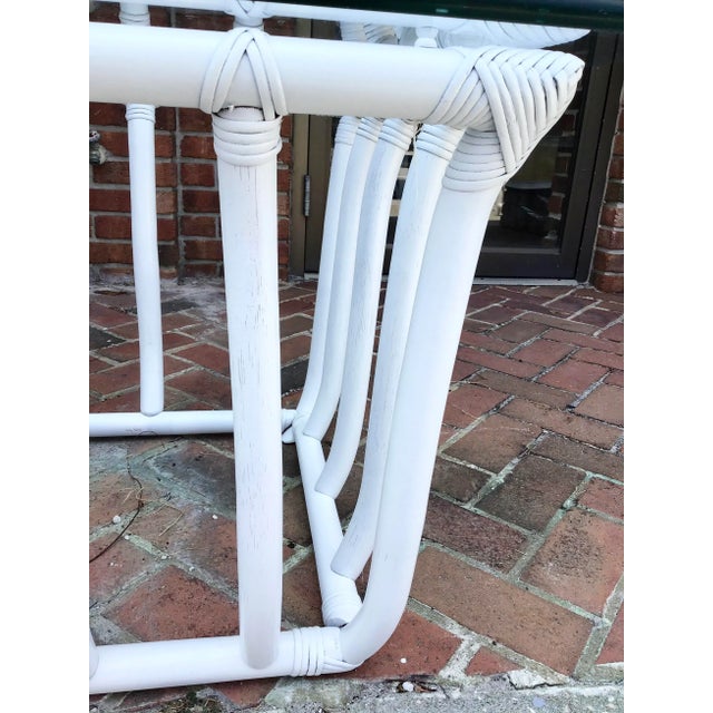 Boho Chic White Rattan Square Side Table For Sale - Image 9 of 10