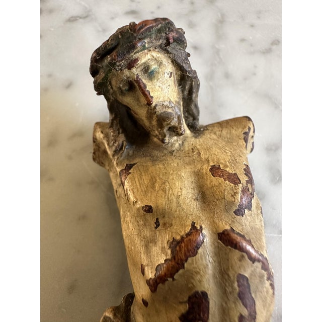 17th Century Alpine Wooden Christ Torso with Polychrome Traces For Sale - Image 10 of 15