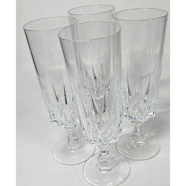 French Vintage French Champagne Flutes- Set of Four For Sale - Image 3 of 14
