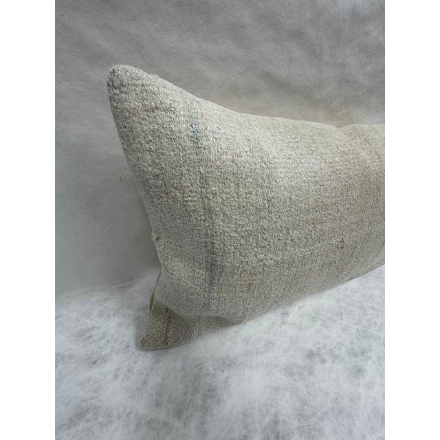 Turkish Hemp Pillow Cushion Natural Beige Pillow Cushion Cover 16" x 24" For Sale - Image 4 of 4