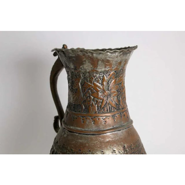 Late 19th Century Antique Middle Eastern Islamic Tinned Copper Ewer For Sale - Image 5 of 13