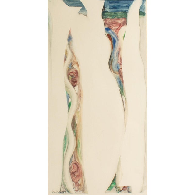 A 1979 monotype print by the American artist Matt Phillips (1928-2017). Titled "Presentation," this abstract work depicts...